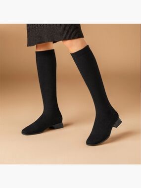 Square-Toe Water Repellent Wool Knee-High Boots (Tara Pro)